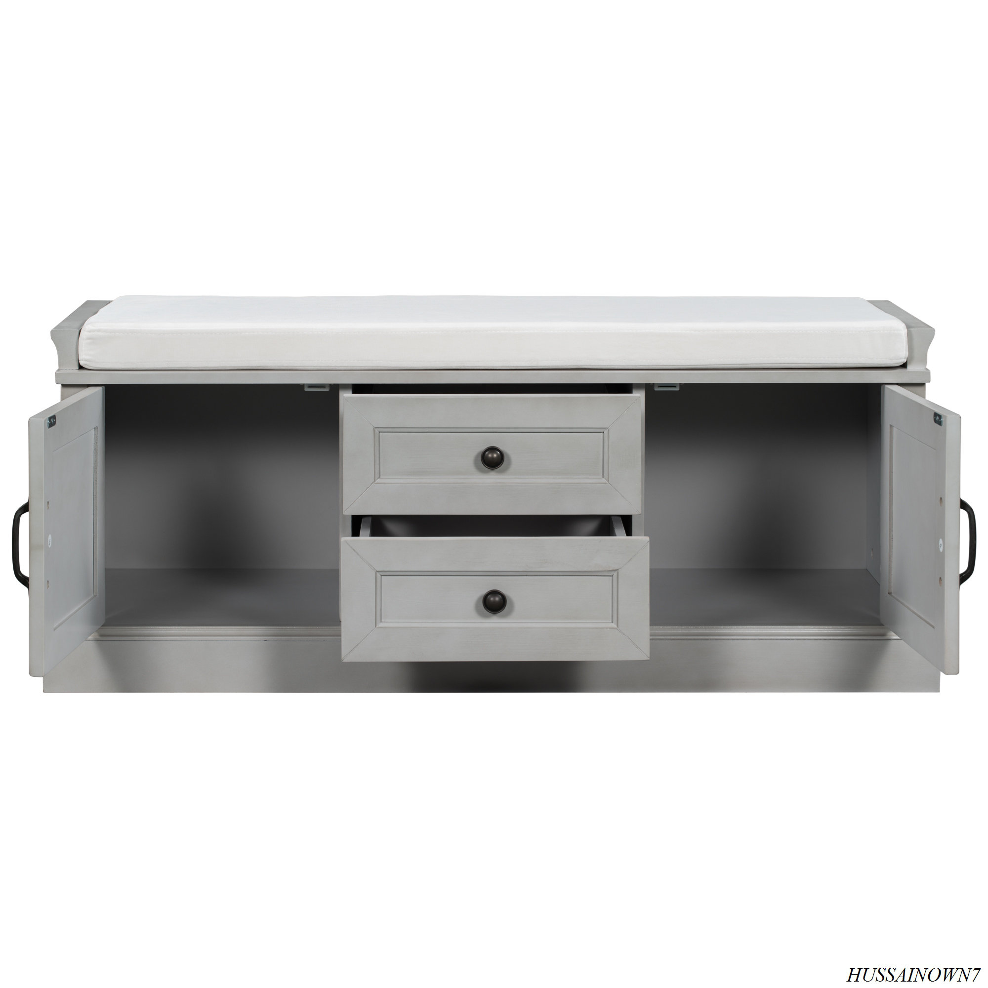 Red Barrel Studio® Storage Bench With 2 Drawers And 2 Cabinets, Shoe ...
