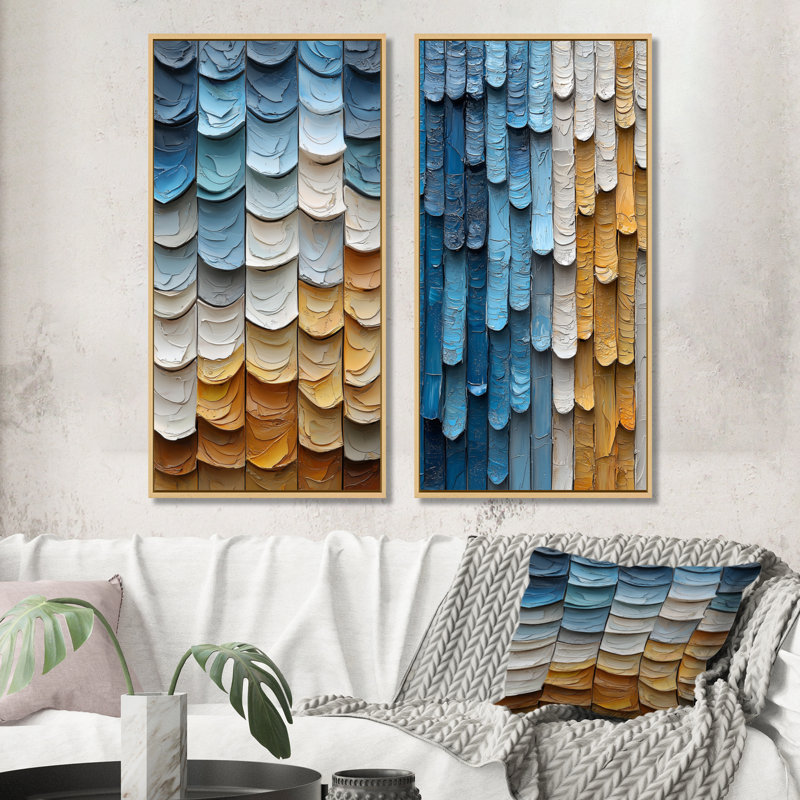 Ensemble de 2 pièces de tuiles abstraites vertes de style Serenade sri-lankaise I - Boho Tiles, H 32 po x l 32 po