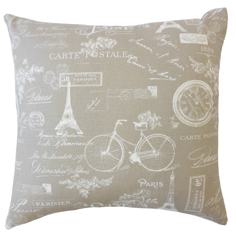 Coussin décoratif 100% coton Dalayne, Écru, 18 po x 18 po