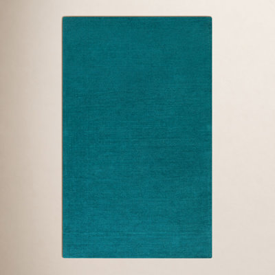 Girton Teal Hand-Woven Wool Rug