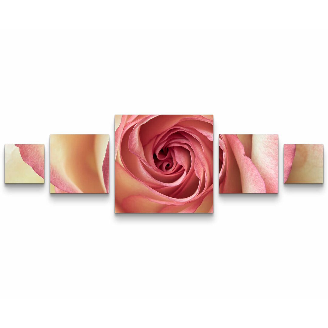 5-tlg. Leinwandbilder-Set Pinke Rose