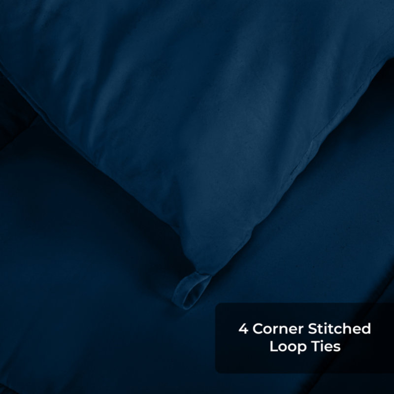 Édredon en microfibre , Bleu foncé, Édredon simple