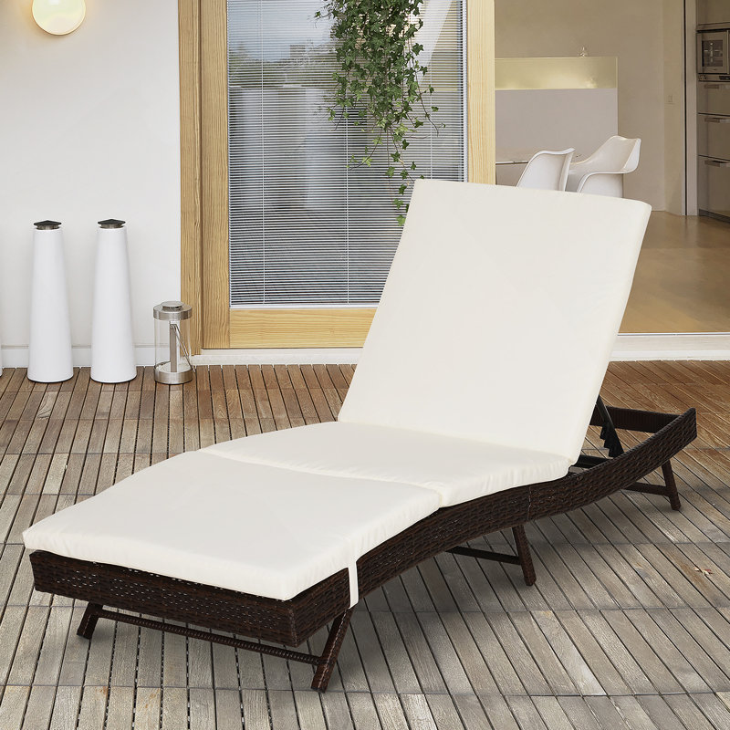 Outsunny Patio Chaise Lounge With 5-Position Adjustable Backrest, Cushioned Comfort, And Weather-Resistant Pe Rattan Wicker, Ideal For Poolside Relaxation