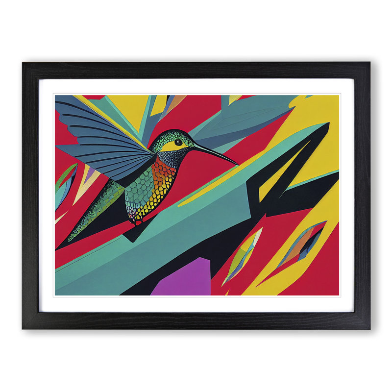 Unique Abstract Hummingbird - Framed Print, Black, 46cm H x 64cm W x 2cm D