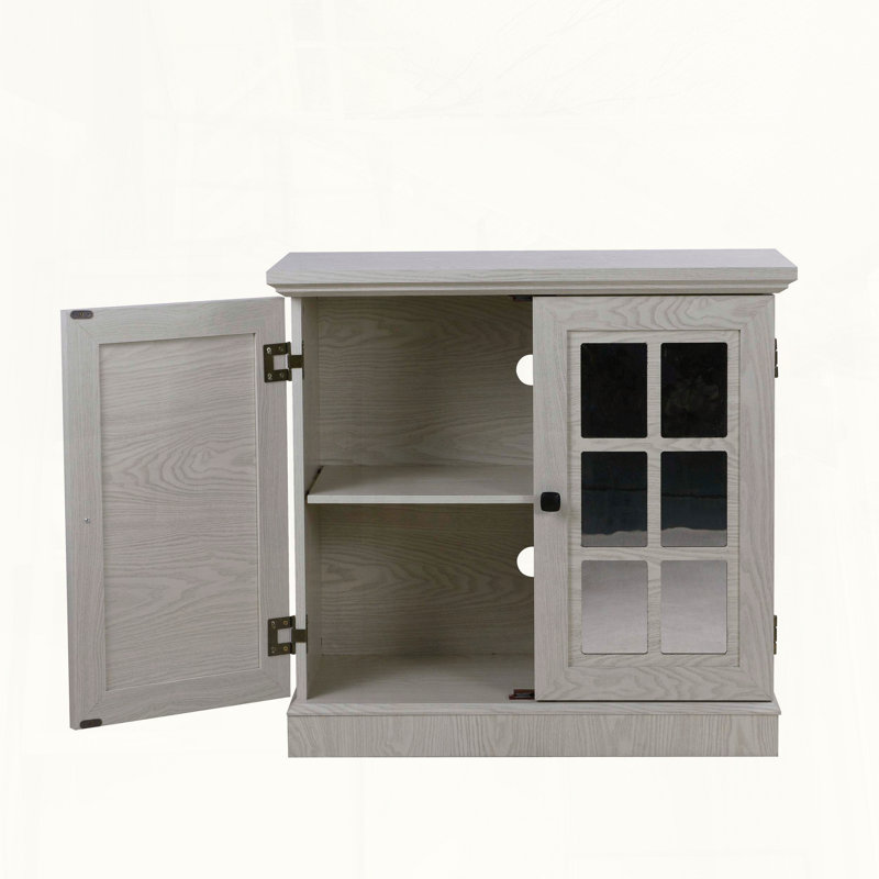 White Acrylic Mirrored Door Sideboard, White