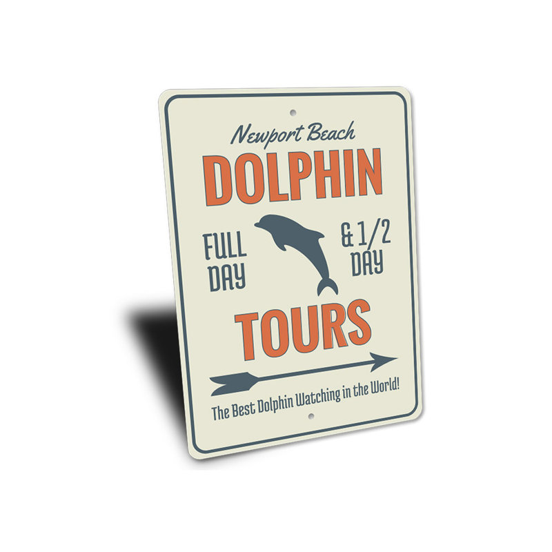 Signe de flèche Dolphin Tours, H 14 po x l 10 po x P 0,04 po