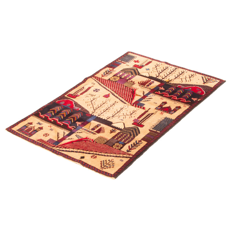 Tapis brun clair Teimani 2 pi 10 po x 4 pi 8 po