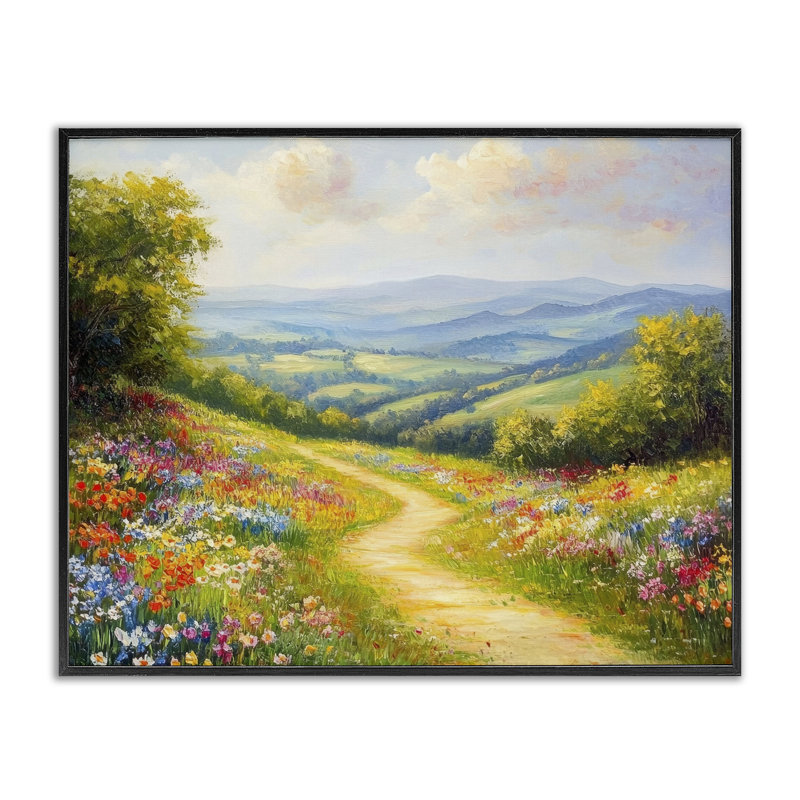Bright and Sunny Wildflowers Framed Giclee, design by Petal Prints Design, 11" H x 14" W, Midnight Black Framed Giclee