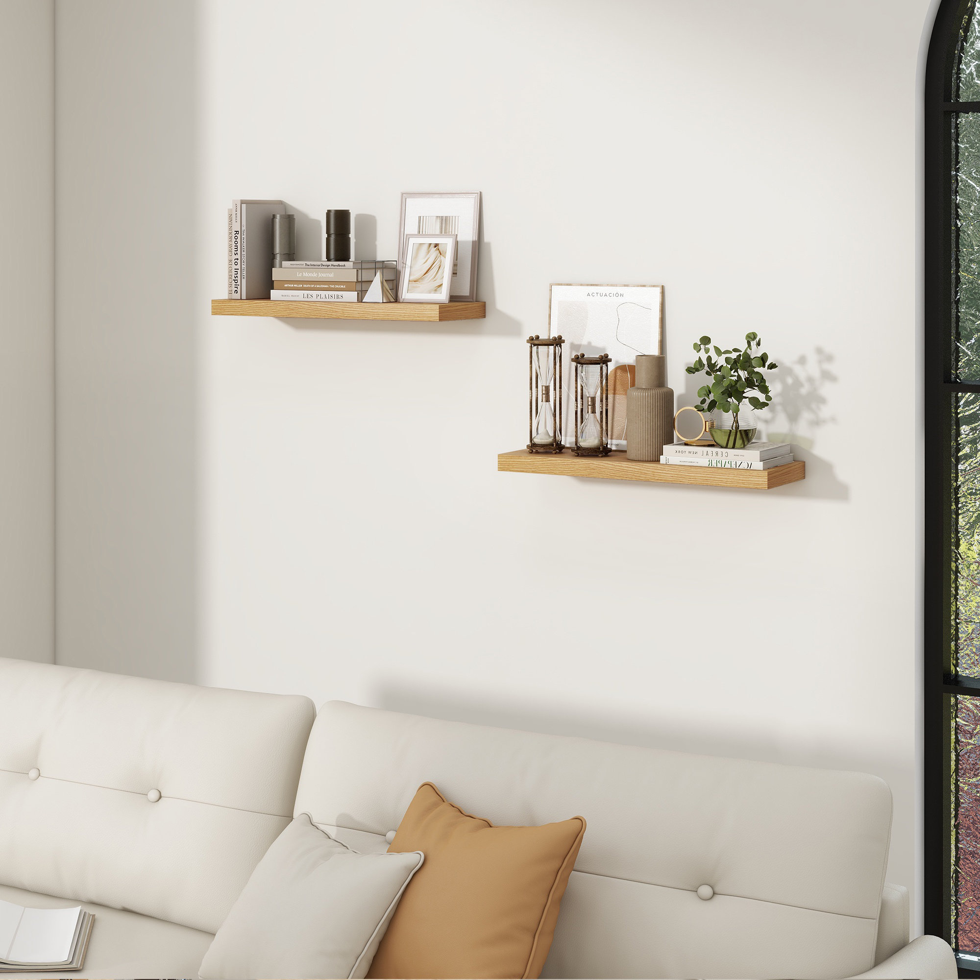 Ebern Designs Solid Oak Veneer Floating Shelf Wayfair