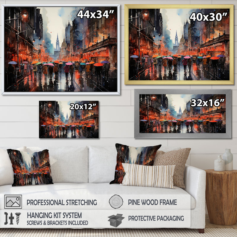 Protestations d'art hongkongais II - paysages urbains, H 24 po x l 32 po x P 1 po, Encadrement doré