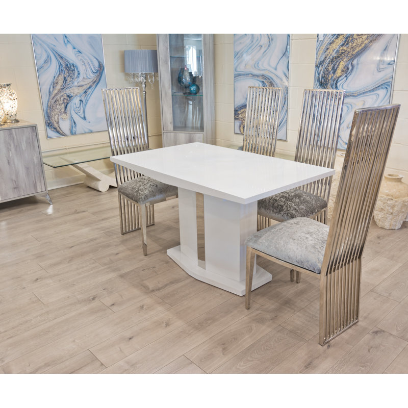 Spillane 4 - Person Butterfly Leaf Dining Set, Silver
