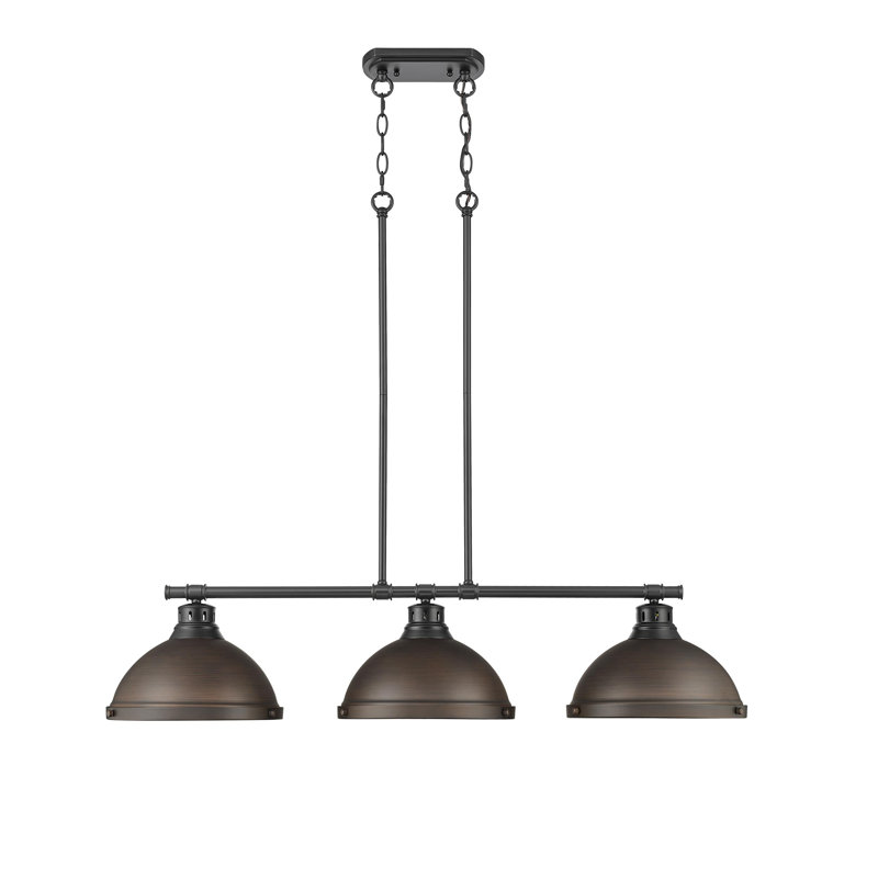 Laramy 3-Light Linear Pendant, Matte Black, Rubbed Bronze