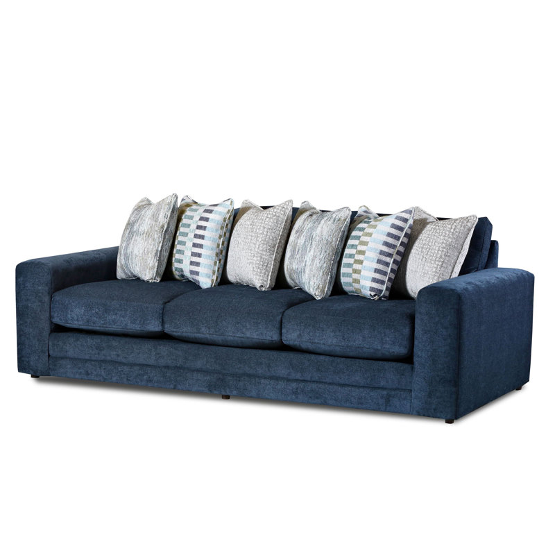Canapé à accoudoirs carrés 98 po avec coussins réversibles, Jacquard