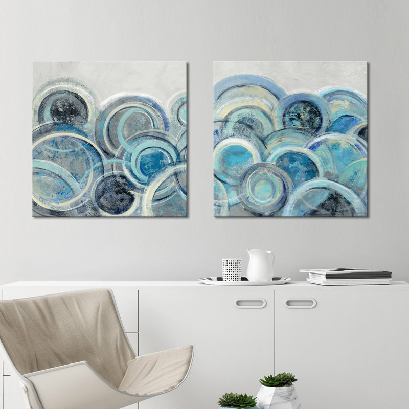 «Variation Blue Gray II», ensemble de 2 reproductions de peintures à l'acrylique, H 18 po x l 36 po x P 1 po, Toile tendue