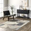 Tapis gris géométrique tissé à la machine Rectangle Faires-668777883
