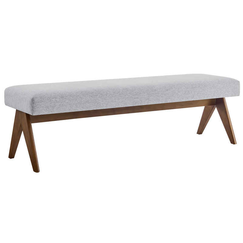 Lyra Fabric Upholstered Bench, 18.50"H x 63"W x 18"D, Light Gray