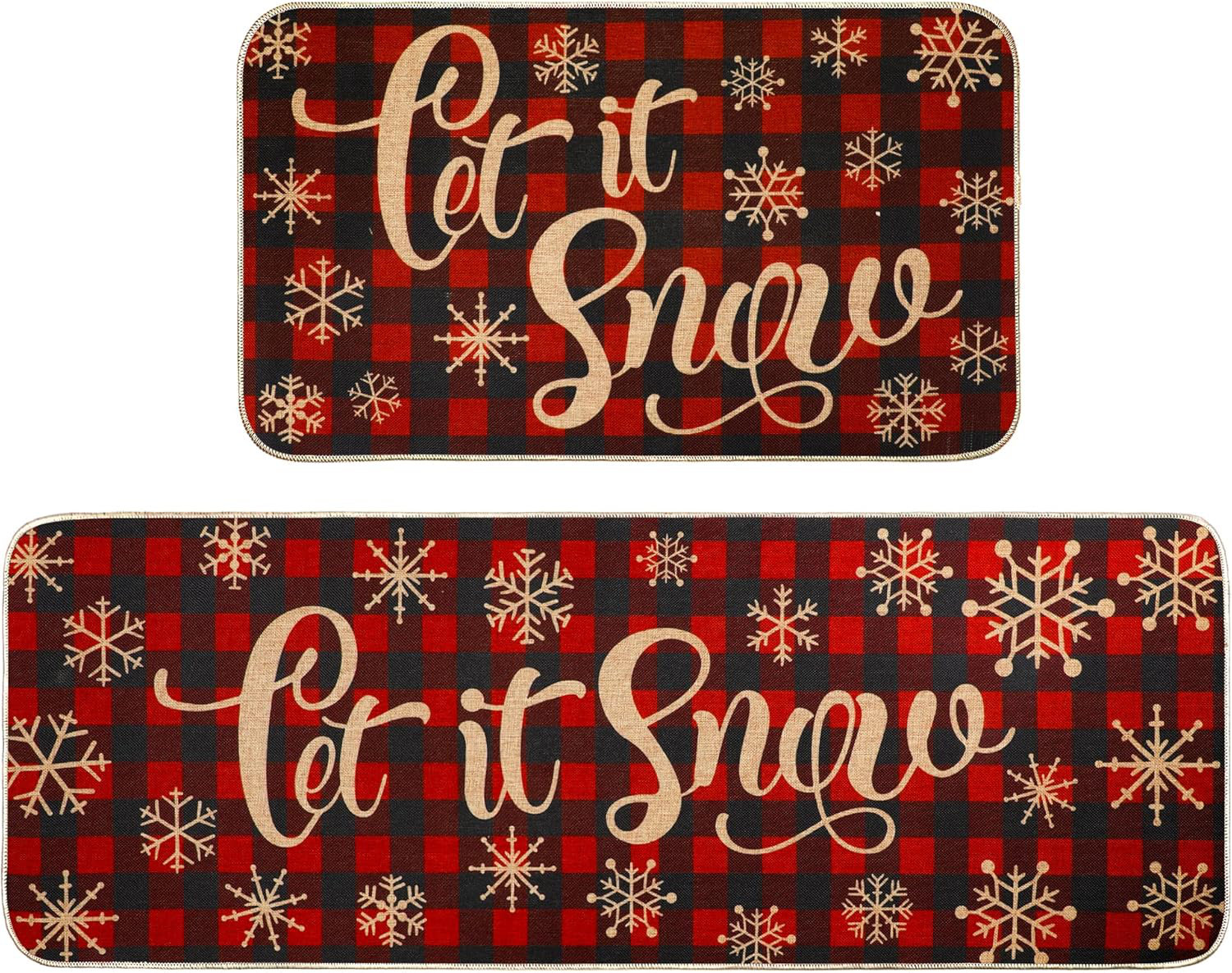 The Holiday Aisle® Christmas Kitchen Rug Sets 2 Piece Let It Snow ...