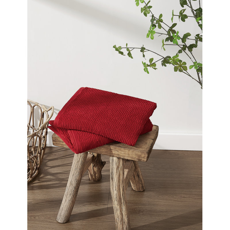  Textured Quick Dry Bath Towel Set, Red