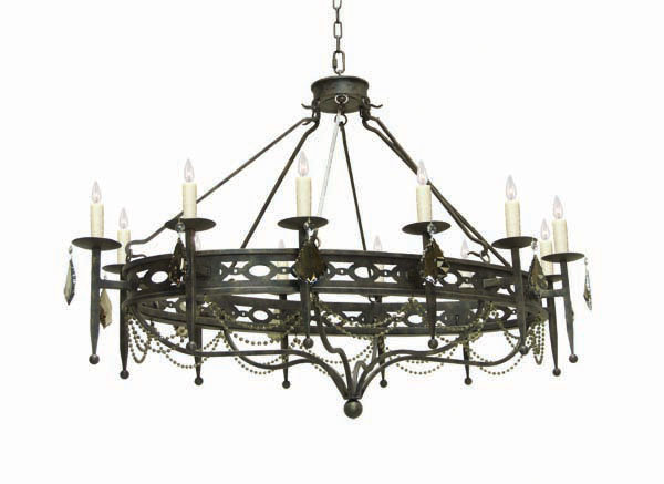 Jasmine 12 - Light Chandelier, Blackwash, No Shade