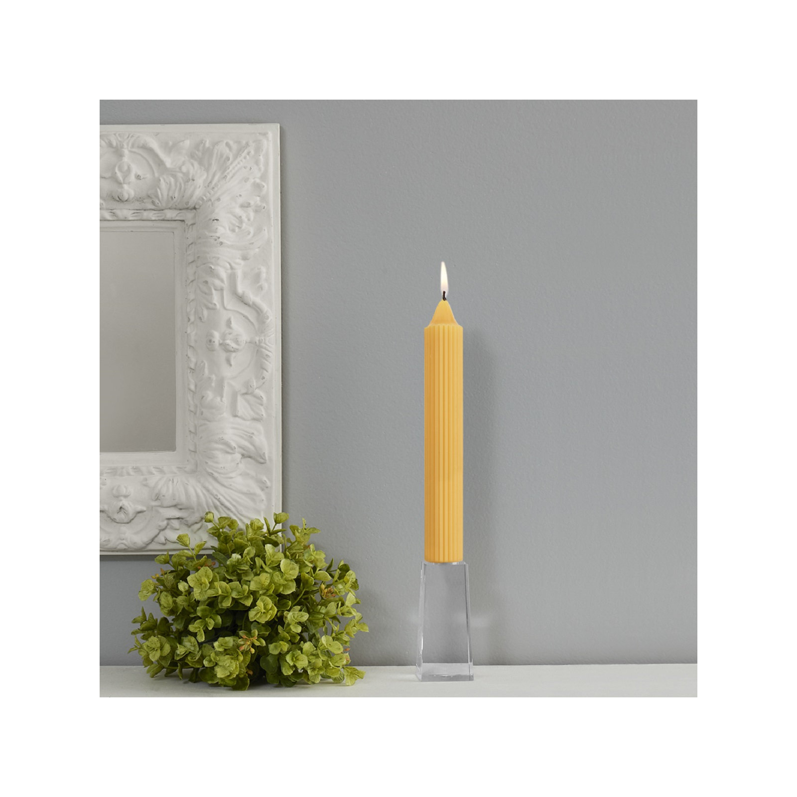 Grecian Collenette Unscented Taper Candle, 9" H x 1.25" W x 1.25" D, Butterscotch