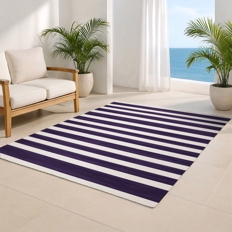 Tapis intérieur / extérieur mauve HorizontalStripes, Rectangulaire 2 pi x 3 pi
