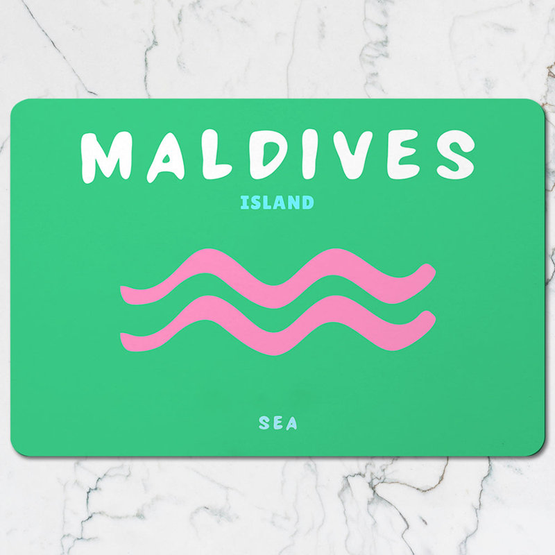 Maldives Island Sea Placemat and Coaster Set in Mint Green