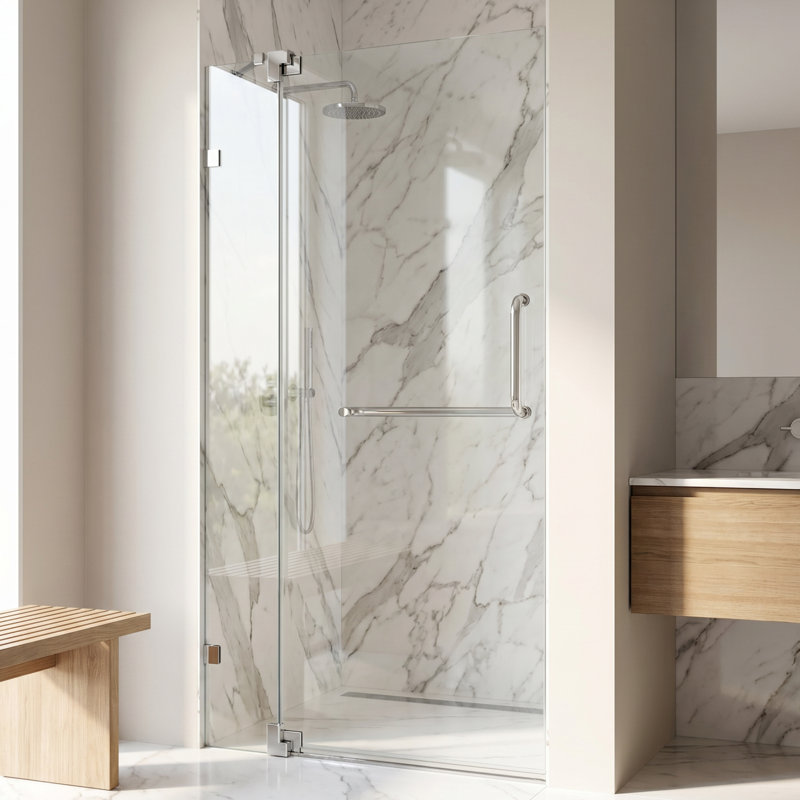 Porte de douche pivotante sans cadre l 42 "x H 72" Pirouette, Chrome