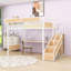 Lit mezzanine avec bureau intégré, escalier de rangement, garde-robe, éclairage DEL et prise de courant-1987693258-1987693261
