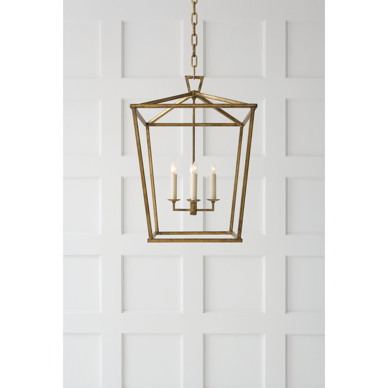 Chapman & Myers Darlana Lantern, 18" H x 12.5" W x 12.5" D, Gilded Iron