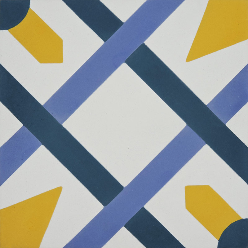 Berkane 8" x 8" Cement Patterned Wall & Floor Tile, Purple/Navy/Gold