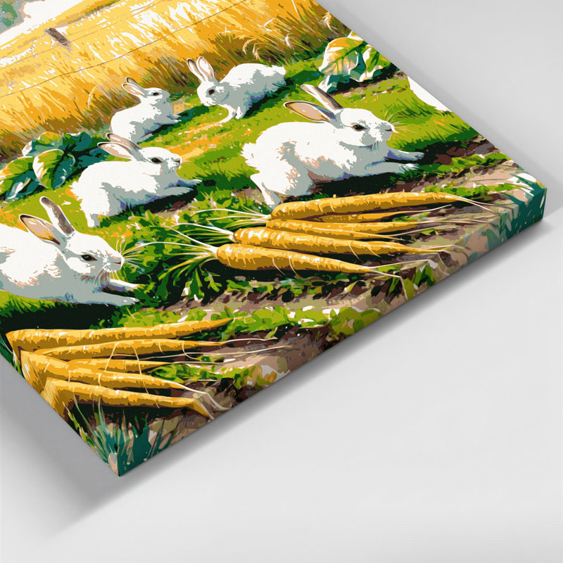 «Farm Rabbits», art mural sur toile brune, H 11 po x l 14 po
