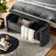 Banc de rangement repose-pieds ovale en tissu de chenille avec grand espace de rangement pour le salon, le vestibule et la chambre à coucher