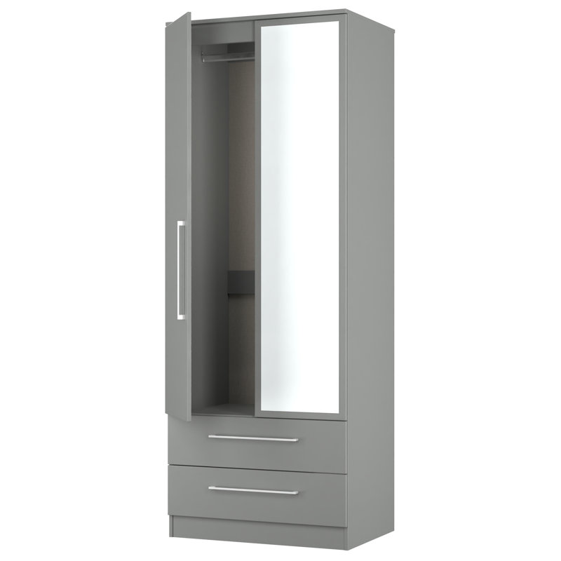 Talhaa Manufactured Wood Wardrobe, Uniform Grey/White