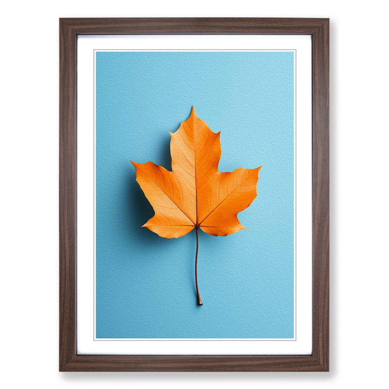 Leaf Minimalism Art - Framed Print, Walnut Framed, 64cm H x 46cm W x 2cm D