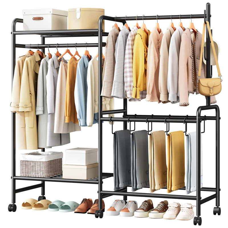 112.15cm Rolling Clothing Rack, Black