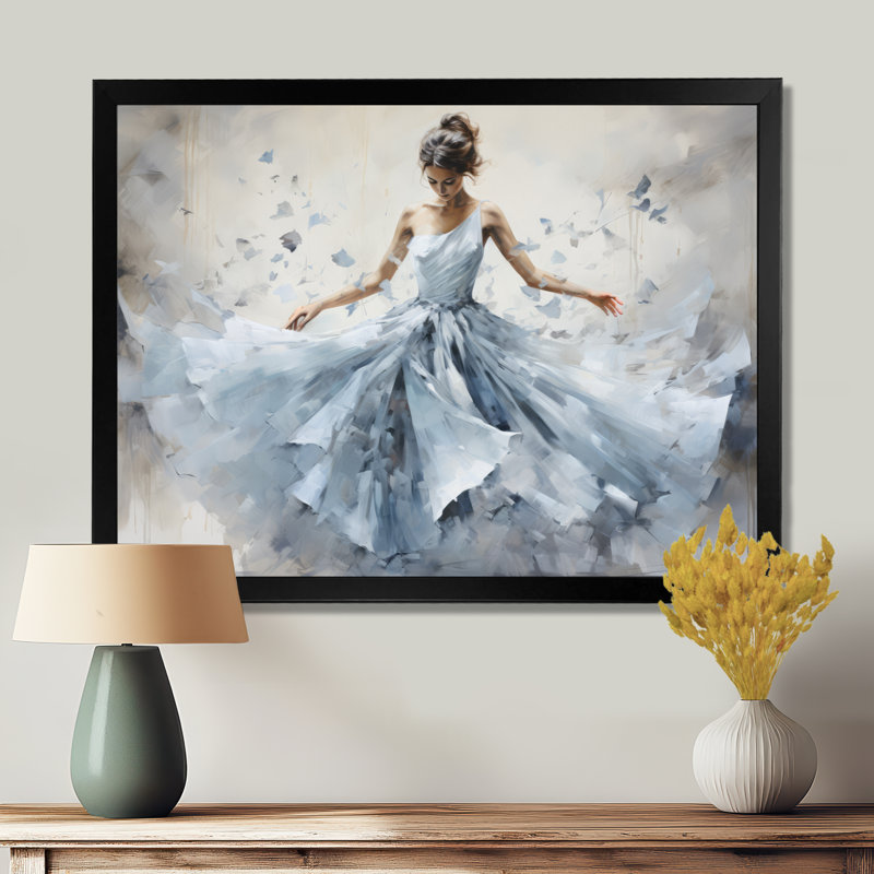 Blue Ballet Dance I - Ballet, impressions encadrées, H 16 po x l 32 po x P 1 po, Cadre simple noir