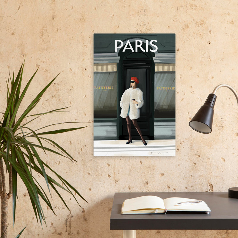 «Girl In Paris II - Adventure Berets», art noir et brun, H 24 po x l 16 po
