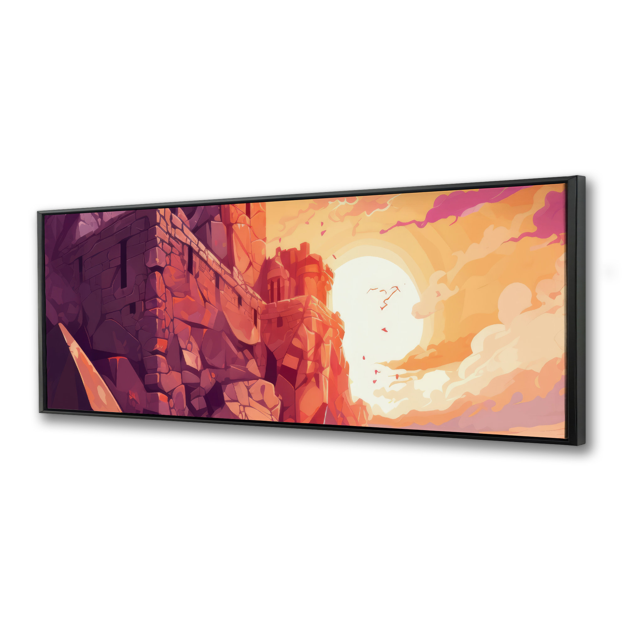 Red Barrel Studio® The setting rampart Framed canvas | Wayfair