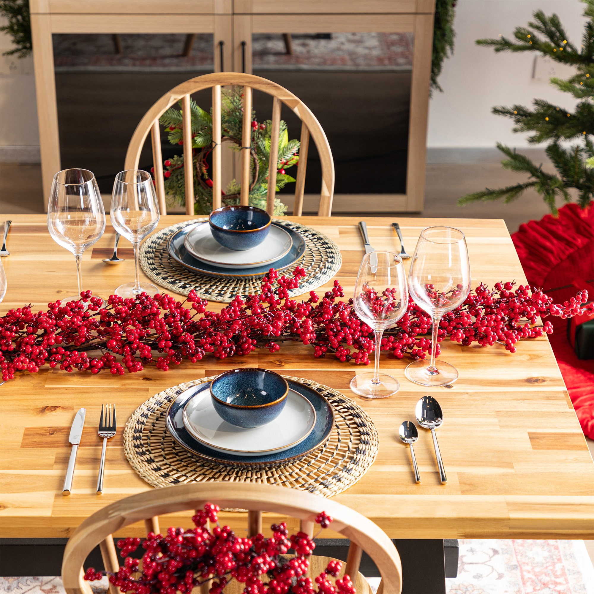 6Ft Christmas Red Berries Garland