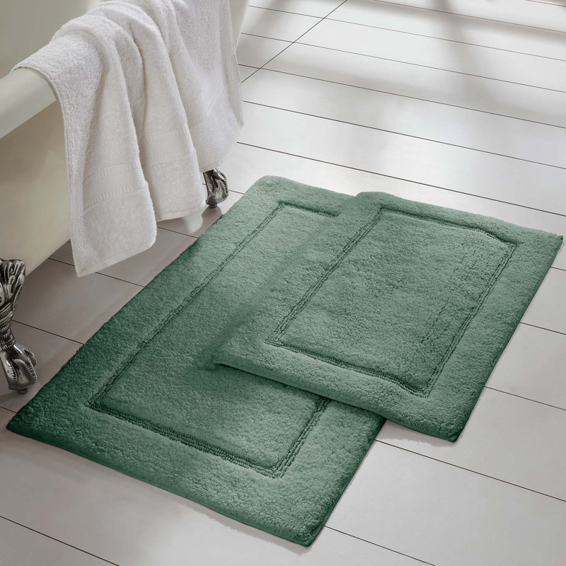 Modern Threads 2-Pack Solid Loop with Non-Slip Backing Bath Mat Sets, Eucalyptus