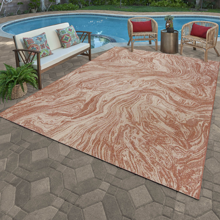 Gertmenian Paseo Casal Terra Red/Beige Modern Marble Swirl Indoor ...
