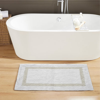 Widman 100% Cotton Tufted Reversible Bath Rug Super Absorbent, Machine Washable Bathroom Rug