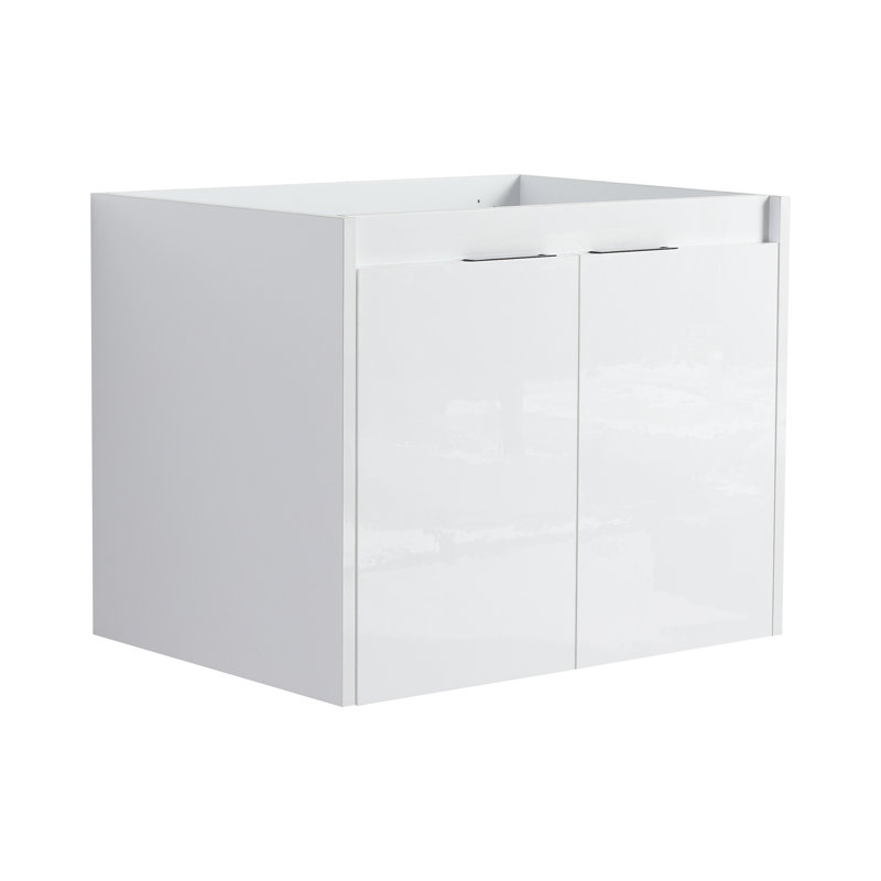 Meuble-lavabo mural 24 po avec lavabo en résine et portes doubles à fermeture en douceur Kimber
