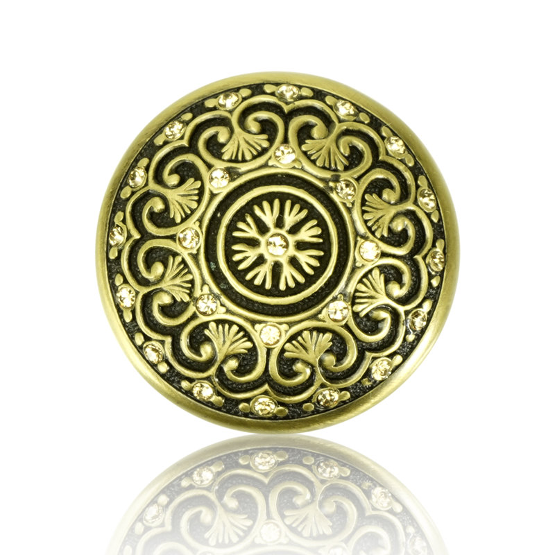 YORK KNOB; LT. COLORADO TOPAZ CRYSTAL, Brass