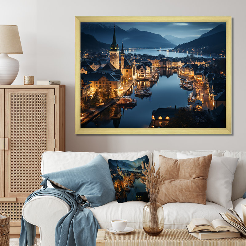 Faux de l'Allemagne, Allemagne, Alesund, art mural, Cadre doré à coins fermés, H 24 po x l 32 po x P 1 po