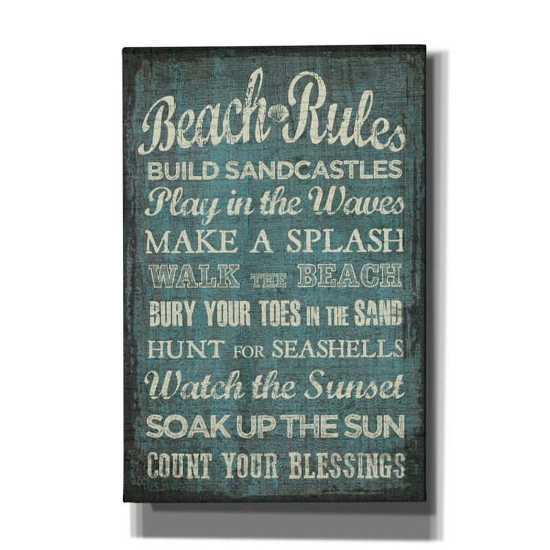 «Beach Rules» par Erin Clark, art mural sur toile, H 60 po x l 40 po