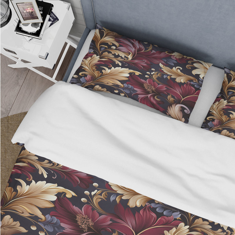 Ensemble de housse de couette Damask, Housse de couette pour grand lit et 2 taies décor