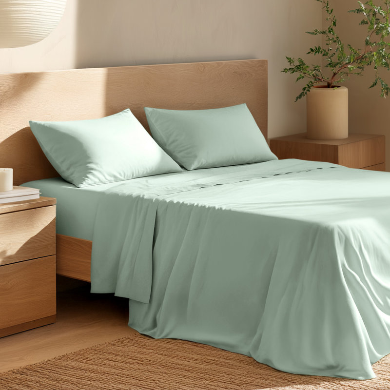 100% Cotton Percale Sheet Set, Willow, Full / Double Sheet Set with 2 Pillowcases