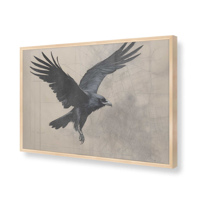 Impression de majestueux corbeau en mouvement, H 13 po x l 17 po, Érable brut