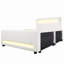 Lit plateforme simple tapissier avec tiroir, bande lumineuse à DEL et port USB - blanc-1895502143-1895502141